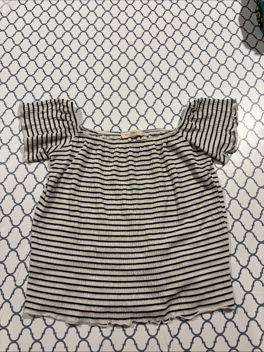 Black & White Striped Off-Shoulder Top